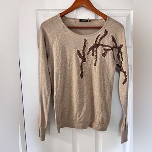 Oatmeal Longsleeve Top with Seed Bead Design